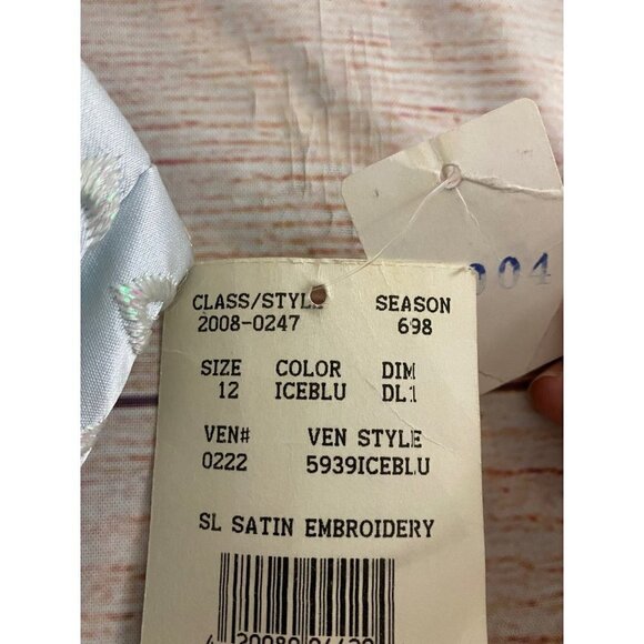 NWT Michaelangelo David's Bridal Ice Blue Satin Sleeveless Dress - 12 - Picture 8 of 14